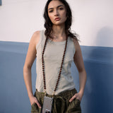 Frida - 120cm amber glass beaded phone chain